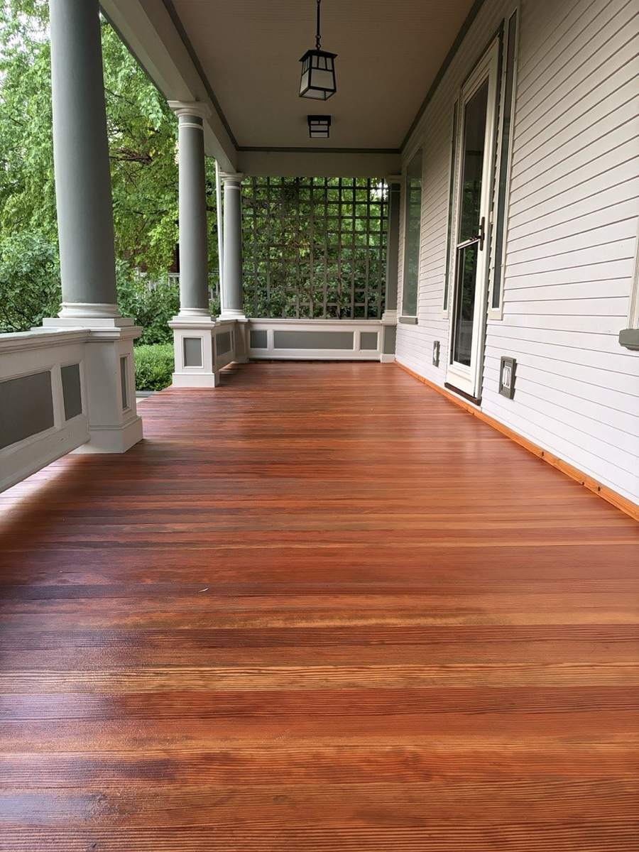 The finished porch seen down its length
