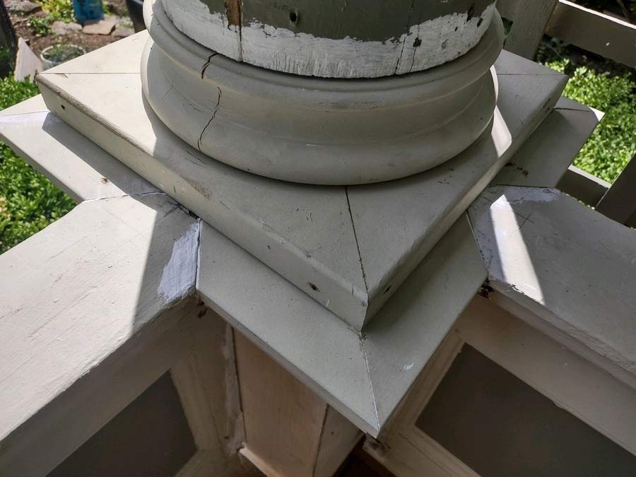 New trim pieces around the base of the column